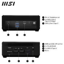 MSI Cubi N ADL-006DE Mini PC Intel N200/4GB RAM/128GB SSD Windows 11 Pro Negro 124mm x 124mm x 53.7mm