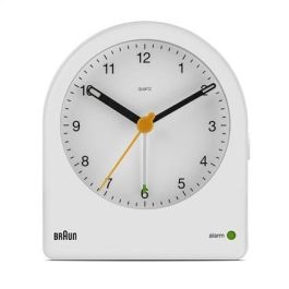 Braun BC-22-W Reloj Despertador Clásico Analógico Blanco con Movimiento Silencioso y Alarma Creciente