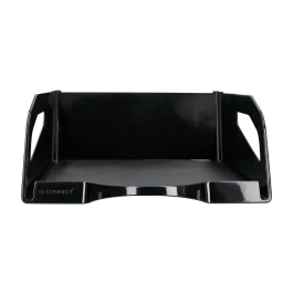 Q-connect Bandeja sobremesa plástico gran capacidad con asa negro opaco 386x270x115mm