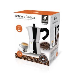 Thulos Cafetera Clásica Th - Cc06T 6 Tazas, Aluminio Resistente, Método Italiano