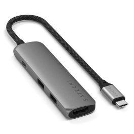 Satechi Adaptador multipuerto Slim 4 en 1 USB-C con 4K HDMI y USB 3.0, 10 Gbps, Space Grey