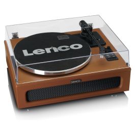 Lenco LS-430BN Tocadiscos de tracción por correa con Bluetooth, 4 altavoces integrados, 33/45 RPM, color marrón