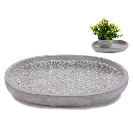 Ibergarden Plato Cemento con Relieve Mimbre Oval Gris 28 x 4 x 23 cm (Set de 6) Precio: 14.9900003. SKU: S3606643