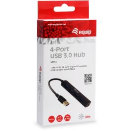 Equip Hub USB 3.0 4 Puertos 5 Gbps Negro
