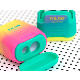 Milan Afilalápices Compact Sunset Doble con Depósito C-Surtidos Expositor 24 Ud