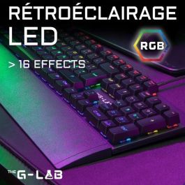 Teclado mecánico para juegos - THE G-LAB - KEYZ -CARBON -EX/FR - Retroiluminado - Interruptor azul - Reposamuñecas - FR