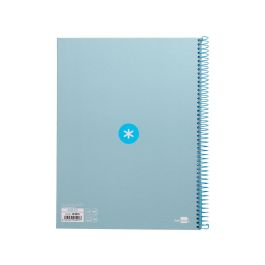 Cuaderno Espiral A4 Micro Antartik Tapa Forrada 80H 90 gr Cuadro 5 mm 1 Banda 4 Taladros Celeste