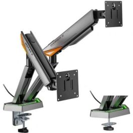 AISENS - SOPORTE DE MESA RGB GAMING CONTRAPESO GIRATORIO E INCLINABLE PARA MONITOR/TV 16KG (3 PIVOTES, 2 BRAZOS) DE 17-38, NEGRO-GRIS