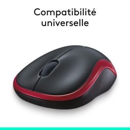 Logitech M185 Ratón Inalámbrico RF Plug-and-Play Rojo con Nano Receptor USB, Ergonómico, Fiable, Batería 1 Año