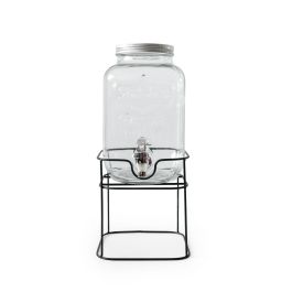 Inde Tarro Dispensador con Grifo 4L y Soporte de Metal, Medidas 17.4 x 30.5 x 16.9 cm