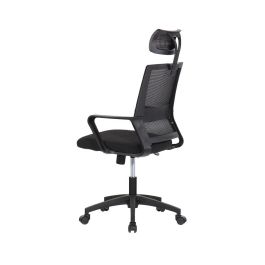 Silla de oficina ergonómica negra con respaldo en malla de nylon edm