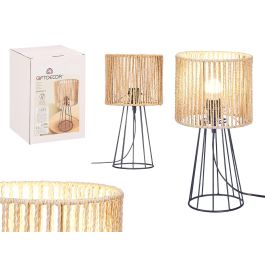 Lámpara de Sobremesa Base Cónica Tulipa Cuerda Giftdecor 20.5x30x20.5 cm - Negro/Natural (4 Unidades) Precio: 55.50000049. SKU: B128C2RLZP