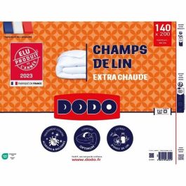 Edredón 140x200 cm DODO CHAMPS DE LIN - Cálido - 450g/m² - Edredón 1 persona - Suave y cálido - Antiácaros Antibacteriano - Blanco