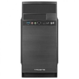Anima AC4500 Caja Minitorre MicroATX/Mini-ITX con Fuente de Alimentación 500W Ultrasilenciosa, USB 3.0, Panel Frontal Aluminio Pulido Negro