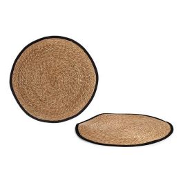 Alfombra Natural Giftdecor 80x80 cm, borde negro, fibra natural (10 Unidades) Precio: 156.50000003. SKU: S3609045