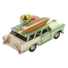 DKD Home Decor Vehiculo Decoracion Vintage Naranja Verde Menta 7.5 x 8.5 x 16.5 cm (4 Unidades)
