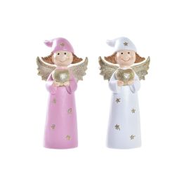 Figura Navidad Tradicional DKD Home Decor Blanco Rosa 5 x 14 x 7 cm (2 Unidades)