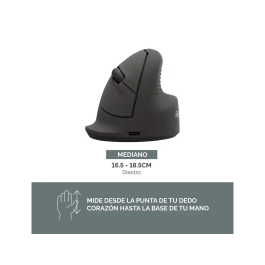 Fellowes Ratón Ergonómico Vertical Inalámbrico Bluetooth con Cable, Óptico 1600 DPI, Diestro, Negro, Hecho de Plástico Reciclado - Certificado FIRA