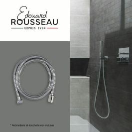Edouard Rousseau EDR3047404226343 Flexo de ducha, Tuercas metálicas anti-torsión, Reductor caudal, 1.5m, Acero Inoxidable Cromado, Doble Grapa