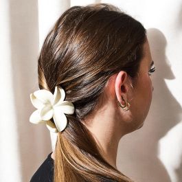Cosmetic Club Juego de 3 Pinzas para el Pelo Surtidas: Flor Botón Crema/Marrón, Hibiscus Crema/Rosa Palo