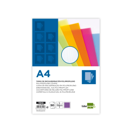 Liderpapel Tapa Encuadernacion Polipropileno Ondulado A4 0.8 mm Violeta Paquete 50 Unidades