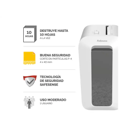 Fix Destructora LX65 para Documentos, 10 Hojas, Partículas de 4x40 mm, Seguridad P-4, Destruye Grapas, Clips y Tarjetas