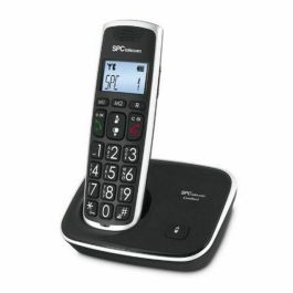 SPC 7608N Teléfono Inalámbrico Digital DECT con Pantalla y Teclas Grandes, Volumen Amplificado +10dB, Manos Libres, Compatible Audífonos, Negro