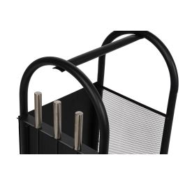 DKD Home Decor Leñera Loft Negra de Acero y Plástico, Set de 3 Carritos Desmontables, 36x42x81 cm