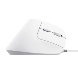 Trust Ratón Ergonómico Vertical Bayo II con Cable USB, 800-2400 DPI, 6 Botones, Silencioso, Blanco para Oficina