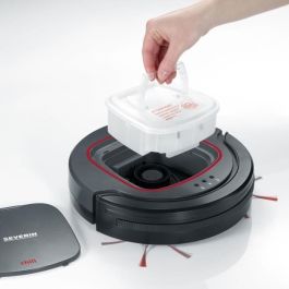 SEVERIN RB7025 Robot aspirador, batería de litio de 12,8 V, 90 min. tiempo de funcionamiento, aprox.100 m2, silencioso: 65 dB, delgado: 7 cm de alto SEVERIN RB7025 Robot aspirador, batería de litio de 12,8 V, 90 min. tiempo de funcionamiento, aprox.100 m2, silencioso: 65 dB, delgado: 7 cm de alto