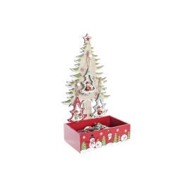 DKD Home Decor Decoración Colgante Navidad Tradicional Árbol MDF Surtido 12 Unidades Rojo Verde Marrón 11x32x17 cm
