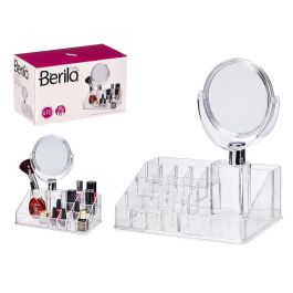 Berilo Organizador con Espejo 16 Huecos Transparente Plástico Vidrio 22.2 x 24.7 x 12.8 cm (Set de 12) Precio: 80.50000046. SKU: S3605573