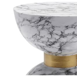 DKD Home Decor Mesita Auxiliar Moderna de Hierro Blanca, 33 cm Largo x 33 cm Ancho x 35 cm Alto