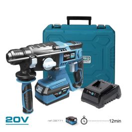 Koma Tools 20v-mp-k Martillo Percutor 20V Kit con 1 Batería 4.0Ah y Cargador, SDS+, 1.8J, 3 Funciones, Hormigón 20mm, 3 Brocas SDS