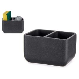 Estropajero Doble Piedra Gris Kinvara 12x11x9 cm con Esponjas (18 Unidades) Precio: 87.5000005. SKU: S3608340