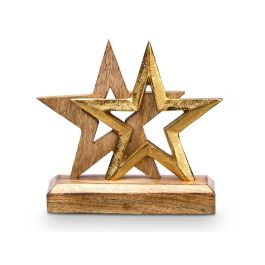 Soporte Decoracion Doble Estrella Dorado Giftdecor 15CM (12 Unidades) Soporte Decoracion Doble Estrella Dorado Giftdecor 15CM (12 Unidades)