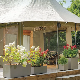 Deroma Maceta Cuadrada Millennium 80 L, 49 cm, con Depósito de Agua y Ruedas, Color Marrón - Ref. 9H836SZ