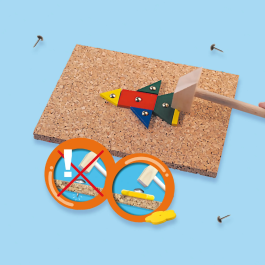 Ses Creative Original Tap Tap Juego de Ensartar con Piezas de Madera, Corcho, Mazo y Clavos para Niños