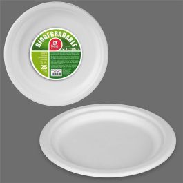 Best Products Platos redondos biodegradables de caña de azúcar blancos Ø25 cm, extra grandes, 25 unidades Precio: 5.50000055. SKU: B13LGEY38K