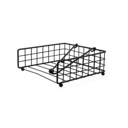 Quid Servilletero Horizontal de Acero Pintado Negro Modelo Ebano 19x19x7 cm