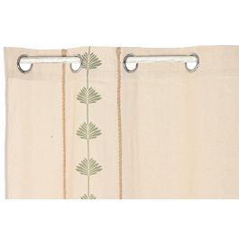 DKD Home Decor Cortina Cottage de Algodón Natural y Verde 260 x 140 cm (2 Unidades)