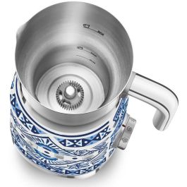 Smeg MFF01DGBEU Dolce & Gabbana Blu Mediterraneo Espumador de Leche Automático Azul Plata Blanco Acero Inoxidable 0.6L 500W