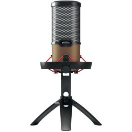 Cherry UM 9.0 PRO RGB - Micrófono de superficie para mesa USB alámbrico, 24 bit/192 kHz, negro/bronce