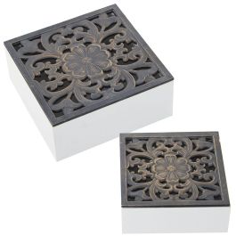 Juego de Cajas Decorativas Alexandra House Living Blanco Negro Madera 2 Piezas Precio: 29.49999965. SKU: B18BS2P6Q6