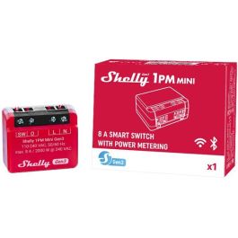Shelly 1PM Mini Gen. 3 Relé WLAN Bluetooth con Medición de Potencia 8A 1 Canal Empotrable