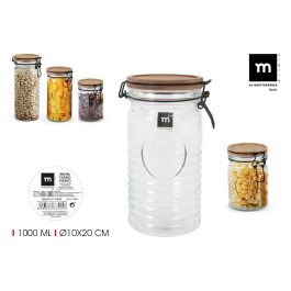 La Mediterranea Tarro de Vidrio con Tapon de Acacia 1000 ml, 10x10x20 cm (12 Unidades) Precio: 43.49999973. SKU: B14PAE946H