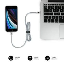 SUBBLIM CARGADOR ULTRA RAPIDO 2xUSB DE PARED PD25W+QC3.0+Cable C to C y lightning Blanco SUBBLIM CARGADOR ULTRA RAPIDO 2xUSB DE PARED PD25W+QC3.0+Cable C to C y lightning Blanco
