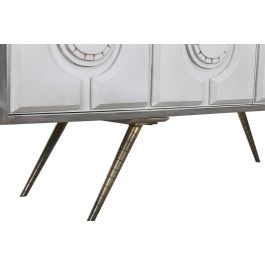 DKD Home Decor Buffet Blanco Dorado Madera Mango y Metal, 152x43x84 cm, 4 Puertas, 2 Estanterías, Hecho a Mano y Desmontable