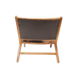 DKD Home Decor Butaca Colonial Marron Blanco Teca Piel 78 x 68 x 65 cm