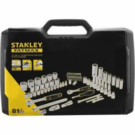 Stanley Fatmax Set de Enchufes y Vasos ¼'' + ½'' - Set 81 Piezas con Carraca 120 Dientes y Accesorios en Caja Resistente